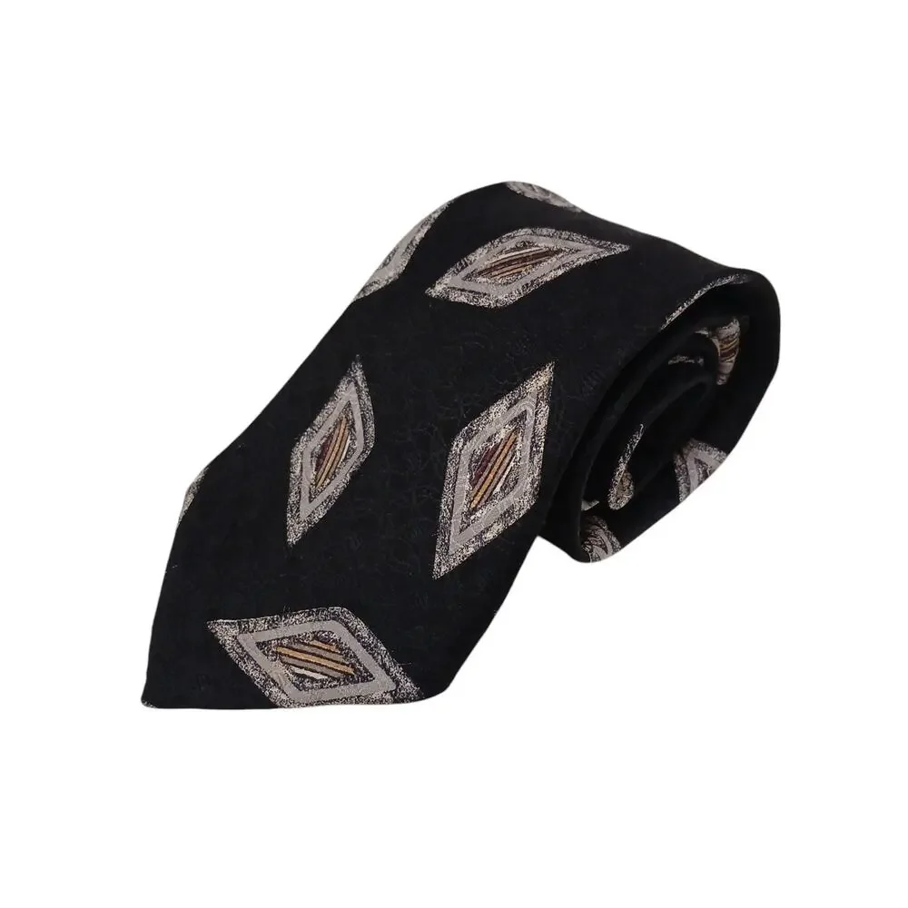 ROBERT TALBOTT Studio Men's TIE NAVY BLUE Silver GEO 3.25 X 57.5 Highlander Luxe
